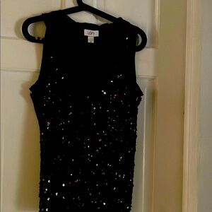 Black Sequin Sleeveless Top